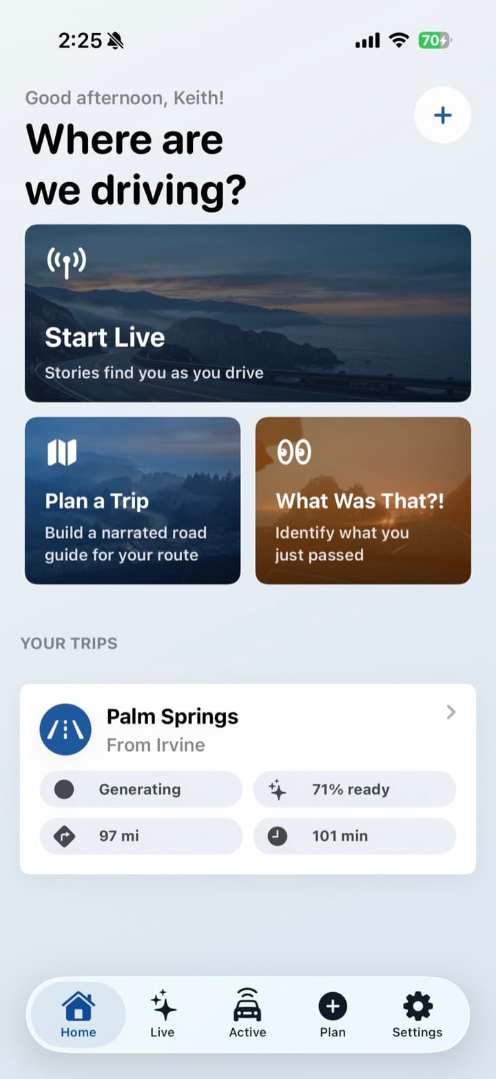 Passenger Seat home screen